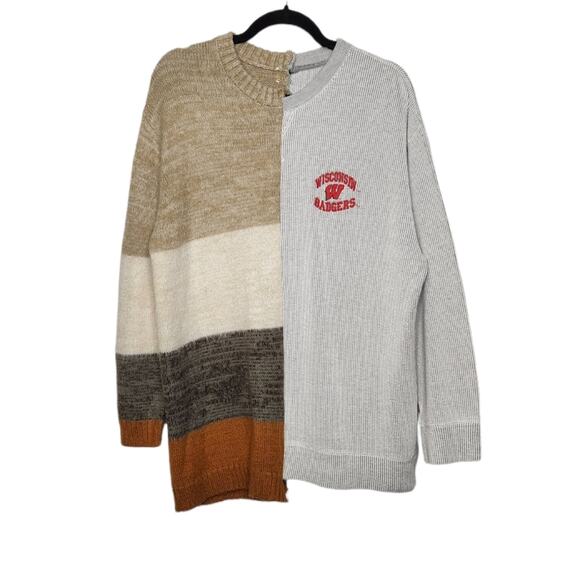 Vintage Wisconsin Badgers Custom Cut Sew Sweater Sweatshirt One of One Shirt VTG - Picture 1 of 12